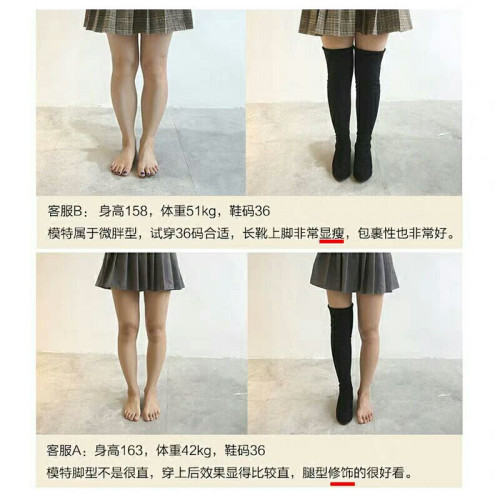 羊猄絨一過膝長靴女彈力瘦瘦靴2026新款秋冬加絨粗跟內增高長筒靴