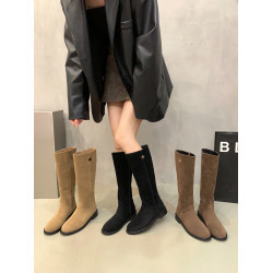 西部牛仔馬丁靴時尚瘦瘦靴女鞋2025年新款秋復古絨面騎士靴長筒靴