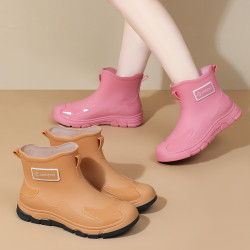 軍登雨鞋女款短筒矽膠防滑膠鞋戶外洗車外賣百搭雨靴廚房防水工作