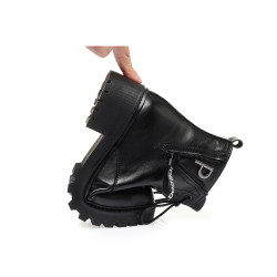 全牛皮真皮短靴女加絨馬丁靴中跟新款冬季羊毛棉鞋惠州英倫風靴子