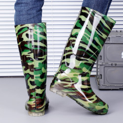 中高筒迷彩雨鞋男防滑防水鞋女新款加絨雨靴套鞋工地膠鞋勞保鞋夏