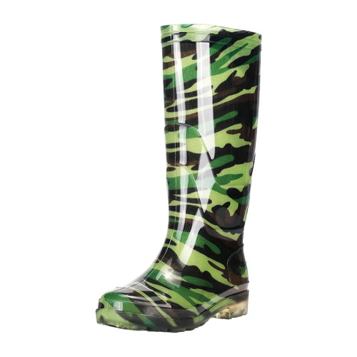 中高筒迷彩雨鞋男防滑防水鞋女新款加絨雨靴套鞋工地膠鞋勞保鞋夏