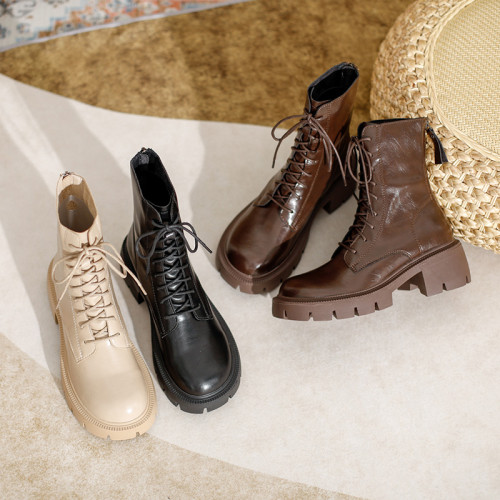 內增高馬丁靴女款厚底2025秋冬新款春秋單靴小個子奶茶色高跟短靴 內增高馬丁靴女款厚底2025秋冬新款春秋單靴小個子奶茶色高跟短靴