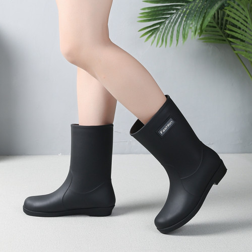 時尚中筒雨鞋女式短筒外穿水鞋成人日系雨靴防水廚房防滑膠鞋加絨