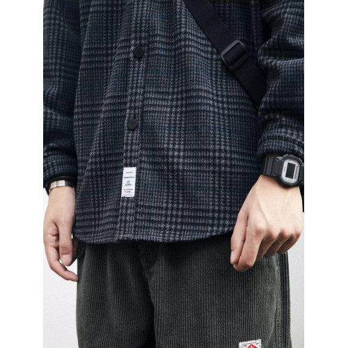 日系復古工裝格子襯衫男春秋季長袖潮流寬鬆百搭休閒毛呢襯衣外套 日系復古工裝格子襯衫男春秋季長袖潮流寬鬆百搭休閒毛呢襯衣外套