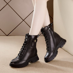 馬丁靴子女2025秋冬新款英倫風真皮爆款顯瘦厚底小個子內增高短靴