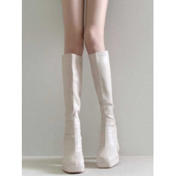 瘦瘦靴長靴2026新款圓頭高跟騎士靴女粗跟高筒厚底靴長筒秋冬靴子