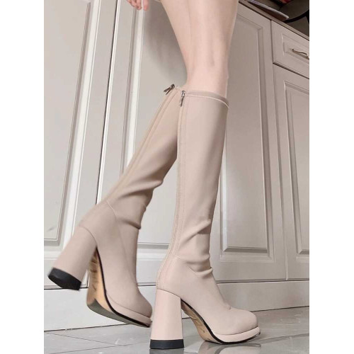 瘦瘦靴長靴2026新款圓頭高跟騎士靴女粗跟高筒厚底靴長筒秋冬靴子