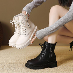 黑色馬丁靴女2026新款秋季高級感厚底機車靴英倫風圓頭短靴大碼42