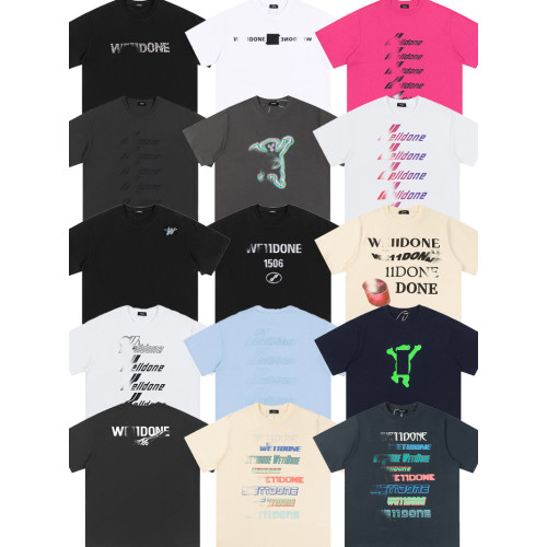 潮牌welldone bshy短袖男女夏季11珍珠彈幕純棉情侶夏季寬鬆t恤