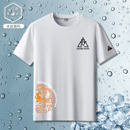 法萊爾公雞冰絲短袖t恤男夏季涼感運動速乾寬鬆跑步健身上衣體恤