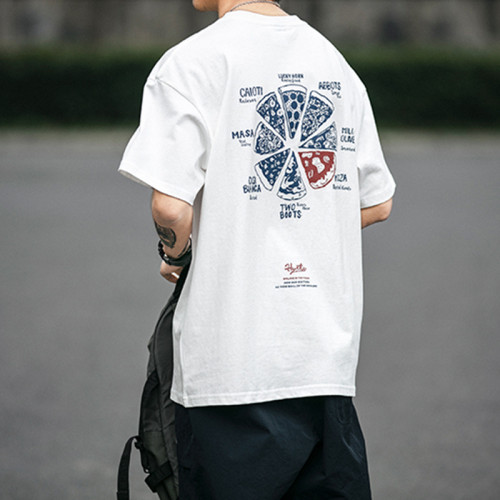 日系ins潮牌趣味印花短袖t恤男夏季寬鬆重磅純棉圓領體恤百搭休閒