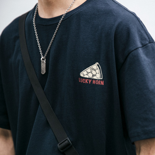 日系ins潮牌趣味印花短袖t恤男夏季寬鬆重磅純棉圓領體恤百搭休閒