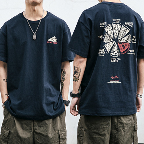 日系ins潮牌趣味印花短袖t恤男夏季寬鬆重磅純棉圓領體恤百搭休閒