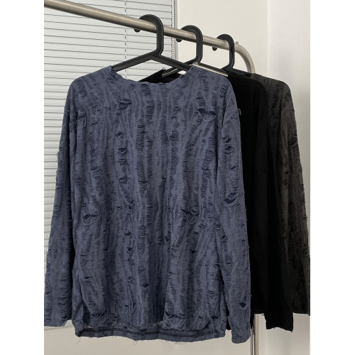 美式破洞長袖T恤男春秋季潮牌復古痞帥寬鬆設計感小衆百搭打底衫 美式破洞長袖T恤男春秋季潮牌復古痞帥寬鬆設計感小衆百搭打底衫