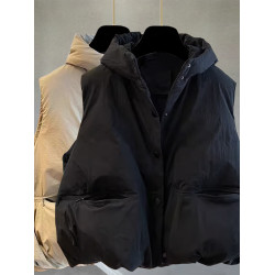 韓版連帽羽絲絨馬甲男2026秋冬季寬鬆無袖保暖背心外套高級感坎肩