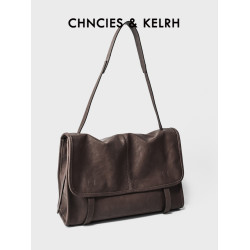 宋佳同款植鞣羊皮信使漫郵包松弛大容量托特包包通勤休閒郵差包女