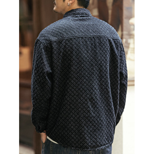 美式復古重磅格子襯衫男秋季潮牌寬鬆休閒勾花做舊流蘇襯衣男外套 美式復古重磅格子襯衫男秋季潮牌寬鬆休閒勾花做舊流蘇襯衣男外套