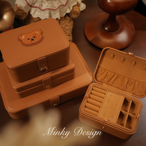 「熊熊家族四代」小熊首飾盒戒指項鍊收納盒耳環耳釘簡約女珠寶盒