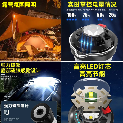 戶外露營燈IGT桌亞克力單元板超長續航照明發光38充電手電筒野營