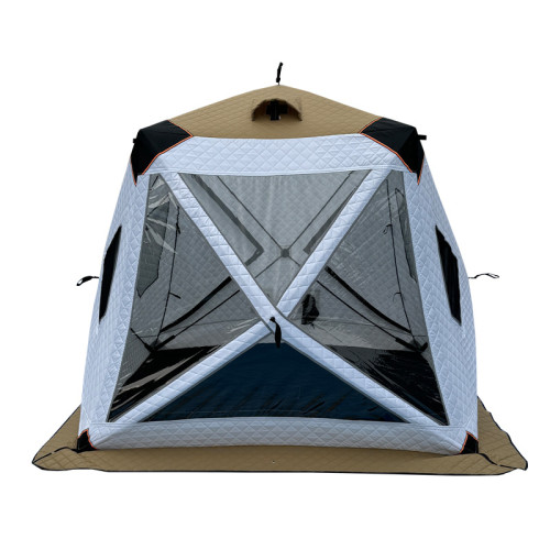 戶外垂釣垂釣桑拿菸筒冬季採光冰釣帳篷加厚大窗口柴暖口可攜式帳篷