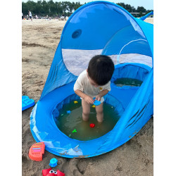 兒童沙灘帳篷戶外可折曡可攜式防曬遮陽棚寶寶玩水帳篷海邊沙灘帳