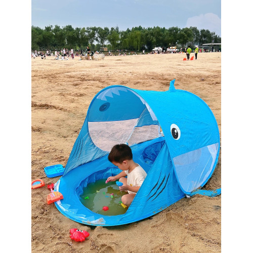 兒童沙灘帳篷戶外可折曡可攜式防曬遮陽棚寶寶玩水帳篷海邊沙灘帳