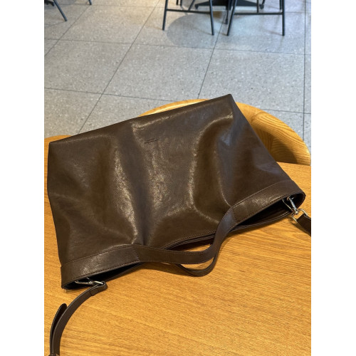 極簡風軟皮托特包大容量手提單肩斜後後背包通勤百搭子母包慵懶風小衆