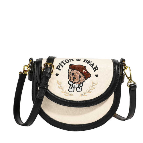 2026新款手機包小衆設計單肩斜後後背包卡通小熊女包迷你馬鞍包小包包