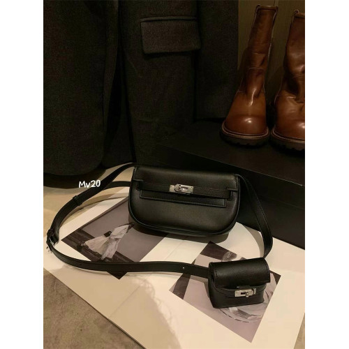 26新款女包凱莉包二合一迷你斜後後背包湯圓包小包腰包真皮小挎包胸包