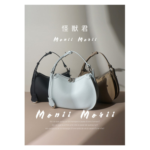 怪獸君小衆法式真皮馬鞍包牛皮手拎包通勤腋下包可斜後後背包包2025新