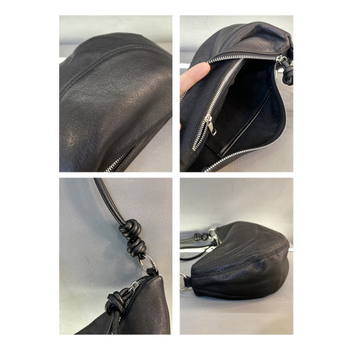 頭層羊皮小衆韓版牛角包真皮馬鞍包腋下半月包水壺包單肩斜後後背包女