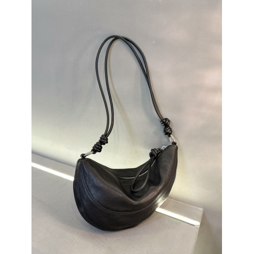 頭層羊皮小衆韓版牛角包真皮馬鞍包腋下半月包水壺包單肩斜後後背包女