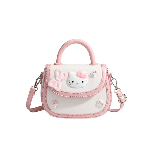 UR小衆可愛KT貓手提馬鞍包女2025新款粉色甜美通勤單肩斜背小方包