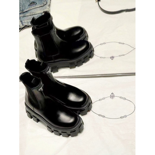 2025新款P家三角標馬丁靴女真皮粗跟厚底增高切爾西靴中筒短靴子 2025新款P家三角標馬丁靴女真皮粗跟厚底增高切爾西靴中筒短靴子