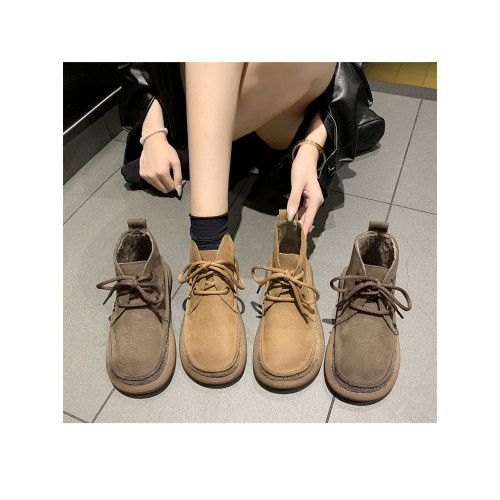 馬丁靴女2026秋冬新款復古系帶百搭休閒鞋英倫風加絨軟平底短靴