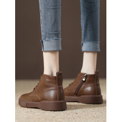 真皮馬丁靴女軟底軟面復古短靴2024秋冬新款女靴加絨保暖短筒棉鞋