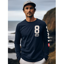 美洲海岸af長袖t恤男潮秋裝衣服純棉圓領寬鬆休閒體恤男士打底衫