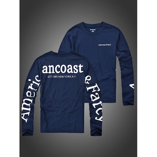 美洲海岸af長袖t恤男潮秋裝衣服純棉圓領寬鬆休閒體恤男士打底衫