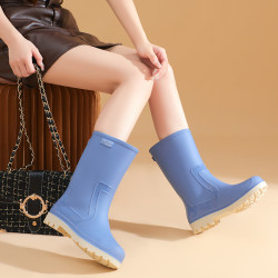 軍登雨鞋女士時尚水鞋廚房矽膠防滑防水鞋耐磨水靴中筒膠鞋雨靴女