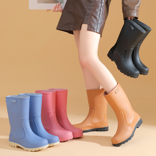 軍登雨鞋女士時尚水鞋廚房矽膠防滑防水鞋耐磨水靴中筒膠鞋雨靴女