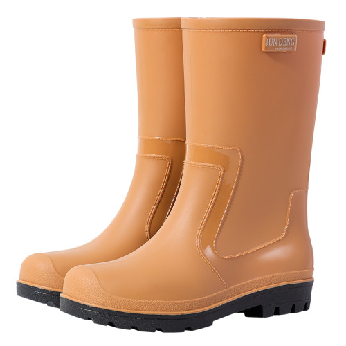 軍登雨鞋女士時尚水鞋廚房矽膠防滑防水鞋耐磨水靴中筒膠鞋雨靴女