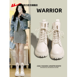 廻力官方旗艦店馬丁靴女2026春季新款厚底白色短靴子厚底流行單靴