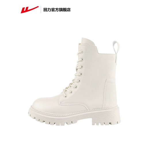 廻力官方旗艦店馬丁靴女2026春季新款厚底白色短靴子厚底流行單靴