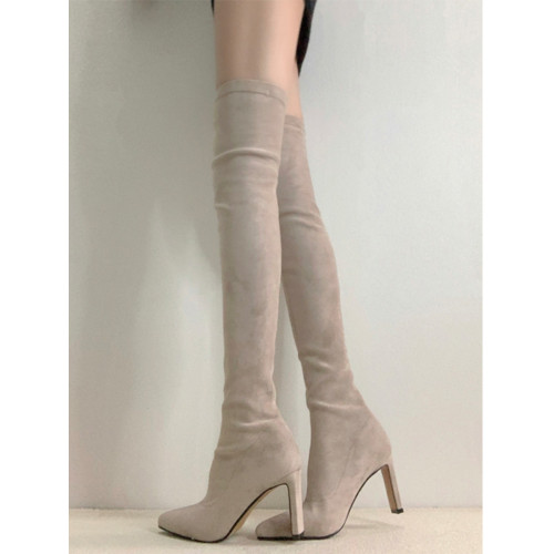 高跟長筒靴女2025年新款瘦瘦靴粗跟過膝長靴顯瘦小個子高筒彈力靴