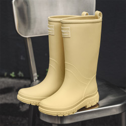 日系高筒雨鞋女款冬季時尚外穿雨靴防滑防水女士加絨保暖水鞋膠鞋