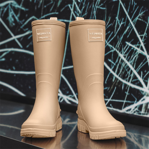 日系高筒雨鞋女款冬季時尚外穿雨靴防滑防水女士加絨保暖水鞋膠鞋