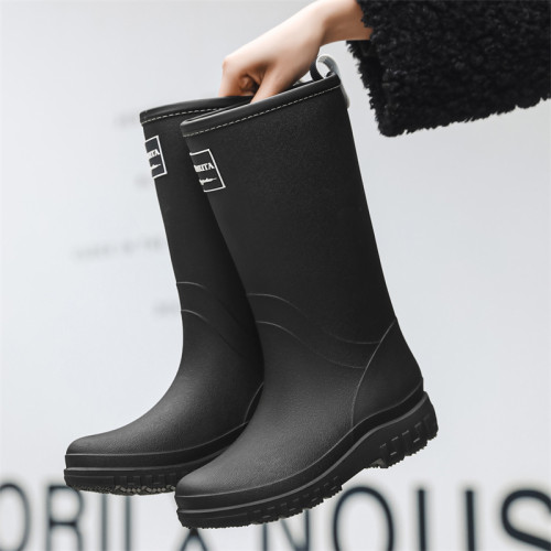 日系高筒雨鞋女款冬季時尚外穿雨靴防滑防水女士加絨保暖水鞋膠鞋