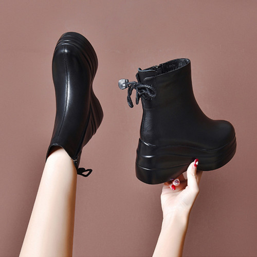 爆款短靴女秋冬季新款加絨加厚皮鞋真皮厚底增高靴子高跟馬丁靴潮 爆款短靴女秋冬季新款加絨加厚皮鞋真皮厚底增高靴子高跟馬丁靴潮