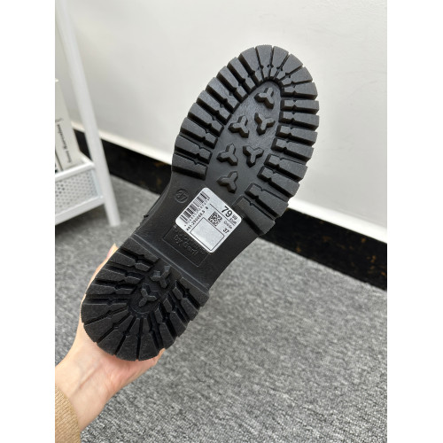 歐洲純原 機車風黑色高筒靴女圓頭厚底系帶百搭側拉鍊時尚馬丁靴